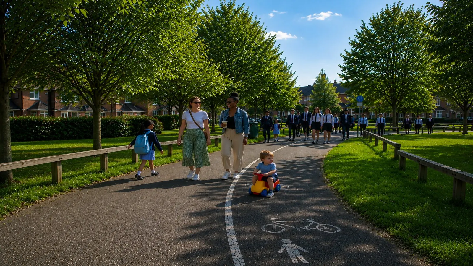Two boys on a shared cycle path