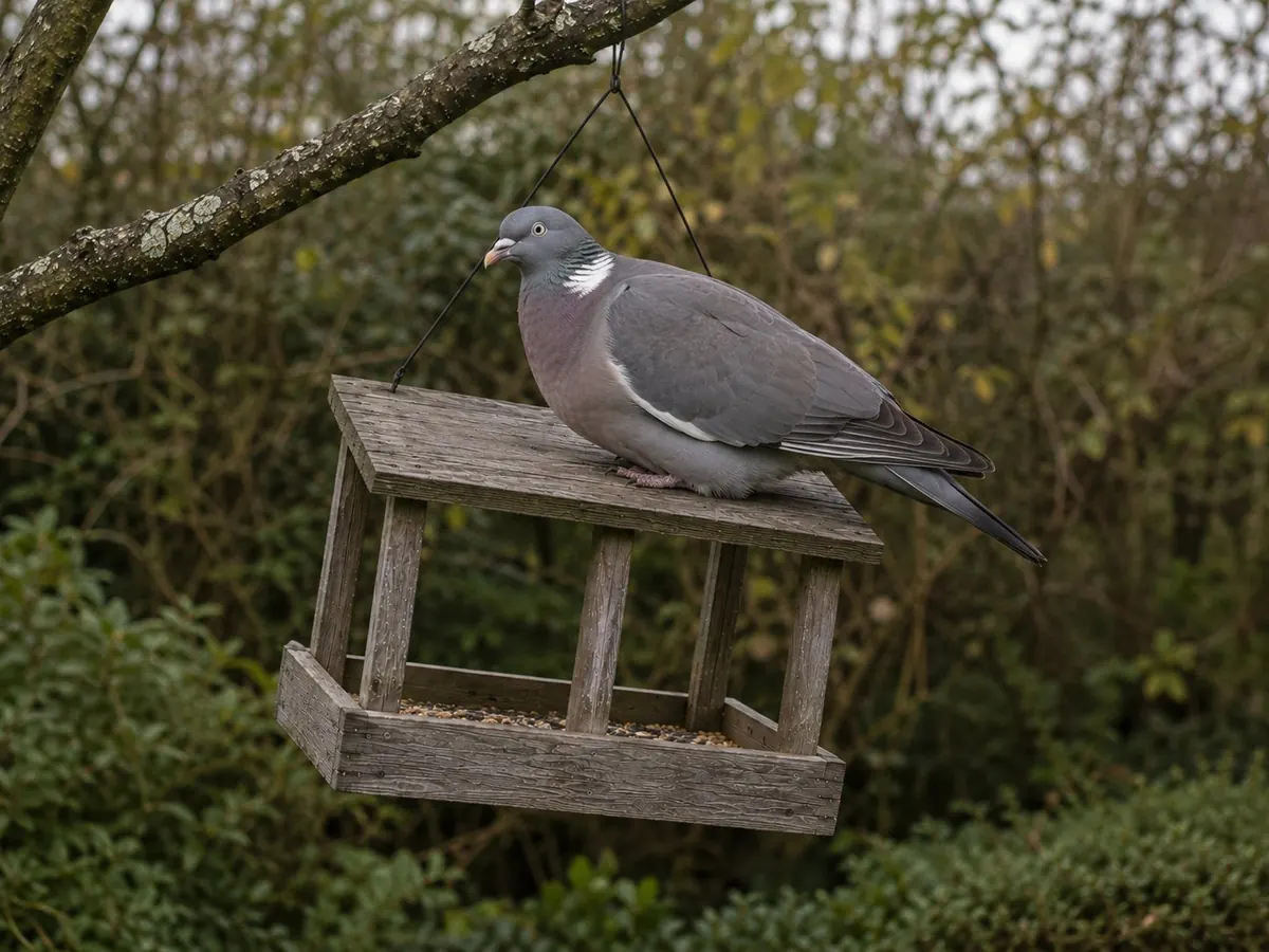 A wood pigeon in a garden