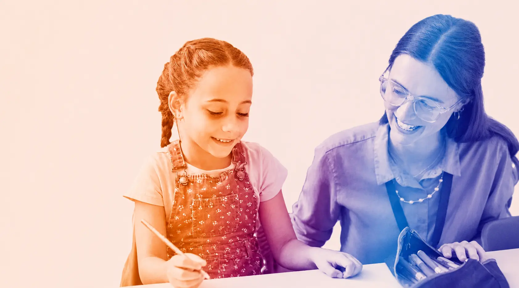 A child and an adult learning together